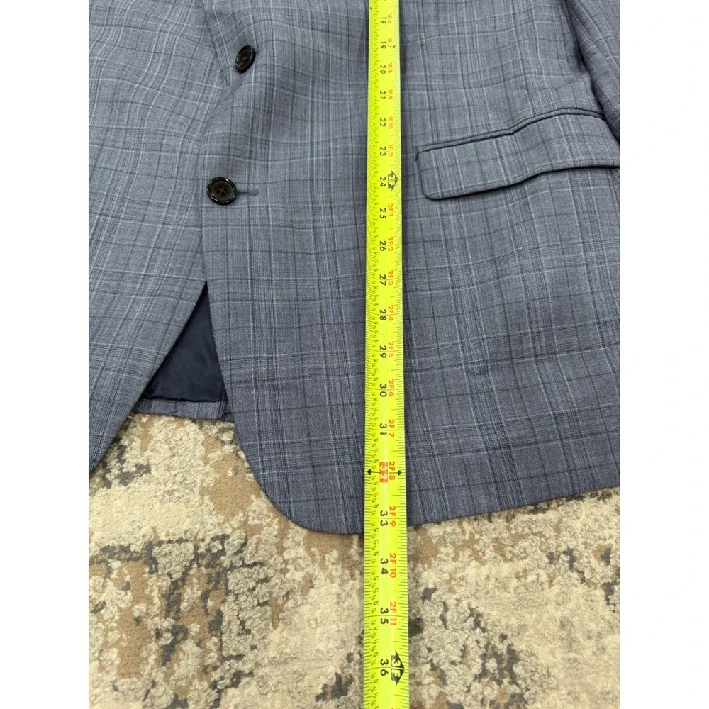 Lauren Ralph Lauren Mens 46L Blue Glen Plaid Wool Blend Blazer Sport Coat
